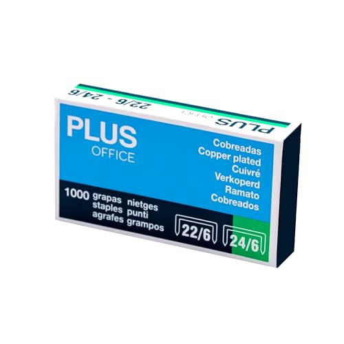 Pack 1000 Agrafos PLUS OFFICE 22/6 Cobre PLUS OFFICE - Grampos - agrafos, cobre, ponta 22, ponta 24