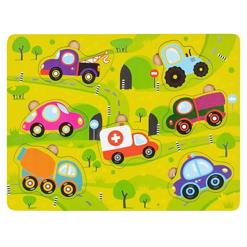Brinquedo de Madeira FANCY BABY Puzzle Vehicles LLC "Master Wood Toy" - Quebra-cabeças de madeira e com pinos - brinquedo, madeira, fancy baby, puzzle vehicles, motricidade fina, memória visual
