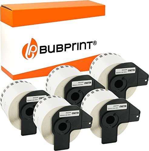 Etiquetas para Impressão BROTHER DK-22205 Bubprint , kein Brother Original - Fitas de etiquetas e recargas - etiquetas, impressão, jato de tinta, rolo, 5 rolos, branco