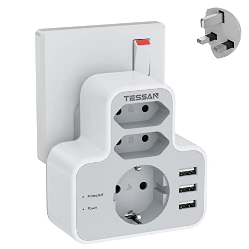 Adaptador de Viagem TESSAN (UK - Espanha) TESSAN - Conversores e adaptadores de viagem - adaptador, viagem, tessan, uk, espanha