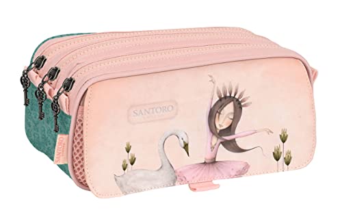 Porta-Relógios Santoro Swan Lake Triple Big safta - Estojos para canetas e lápis - porta-relógios, madeira, 3 compartimentos, veludo