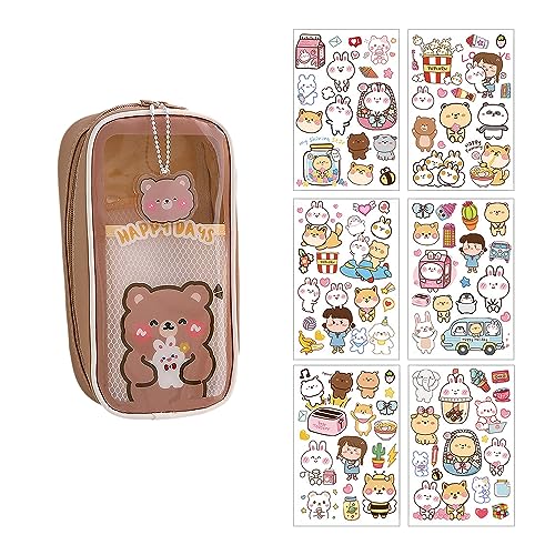 Estojo de Escola com 6 Pegatinhas de Brinquedo ATBUSS - Estojos para canetas e lápis - estojo, escola, pegatinas, brinquedo