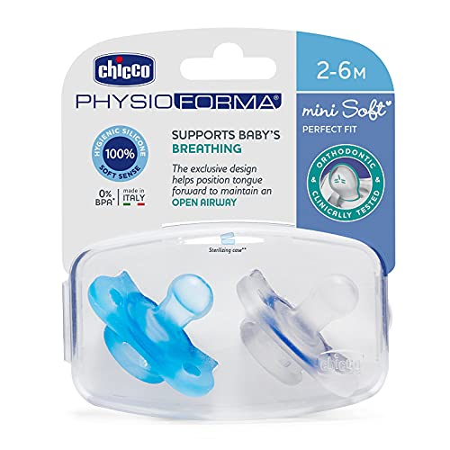 Chupeta CHICCO Physioforma Mini Soft (Azul) Chicco - Cuidados com a higiene oral - 100% higiênicos, design leve, acabamento macio, sem escudo rígido