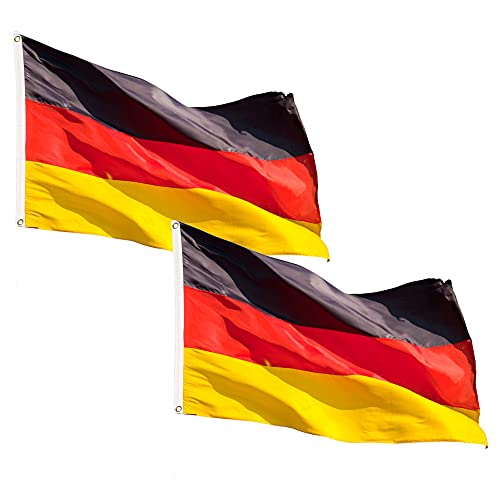 Conjunto de 2 Bandeiras de Exterior GUSTO Germany 90x150cm Gusto - Bandeiras e cataventos - 90x150cm, poliéster, aço, branco