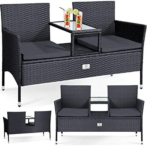 Conjunto de Jardim KESSER (Cinzento - Poli-Rattan - 133x63x84 cm) KESSER - Móveis de exterior - poli-rattan, 133x63x84 cm, cinzento