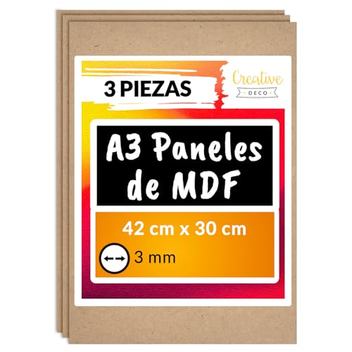 Painel de madeira CREATIVE DECO 3x A3 MDF Creative Deco - Formas e bases de artesanato - madeira, a3, MDF