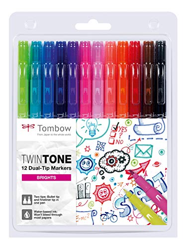 Marcador TOMBOW Ws-Pk-12P-1 (Multicor - 12 Unidades) Tombow - Marcadores e marcadores de texto - multicor, 12 unidades, preto, azul
