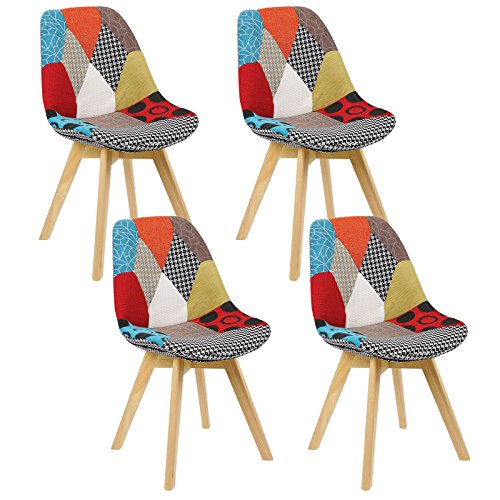 Conjunto de 4 Cadeiras WOLTU Patchwork (Multicor - 87x42x43 cm) WOLTU - Roupa de cama e cama - patchwork, multicor, 87x42x43 cm