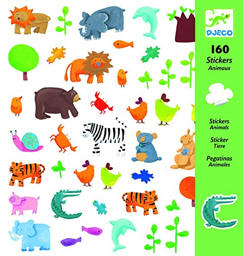 Livro para Colorir DJECO 160 Stickers Animals Djeco - Brinquedos educativos - colorir, sticker, animais