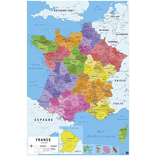 Póster ERIK EDITORES Mapa da França (91 x 61 cm) Grupo Erik - Pósteres, impressões e arte visual - mapa, frança, 91x61cm