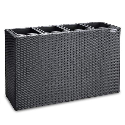 Casa Ria Macetero de Poliratán para Exterior Jardim 4 Macetas com Drenagem de Água 95 X 27 X 60 Cm Preto Casaria - Móveis de exterior - exterior, jardim, macetas, drenagem água, preto