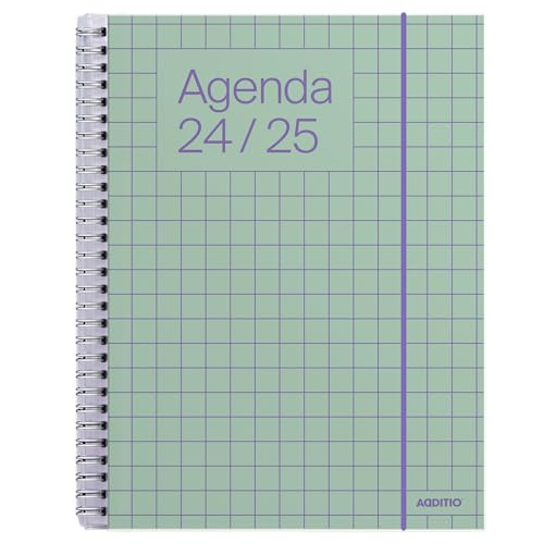 Agenda Escolar ADDITIO 2024-2025 Universal Semana Vista 16.5X21.5 Cm Verde Menta Additio - Calendários, organizadores e planejadores - agenda escolar, addition, 2024-2025, sem semana vista, 16.5x21.5 cm, verde menta