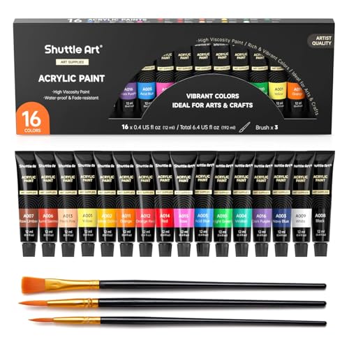 Conjunto de Artesanato SHUTTLE ART KIT (16 Tubos) Shuttle Art - Tinta, tinta de arte e esmalte - 16 tubos, cores variadas, pincéis, acessórios