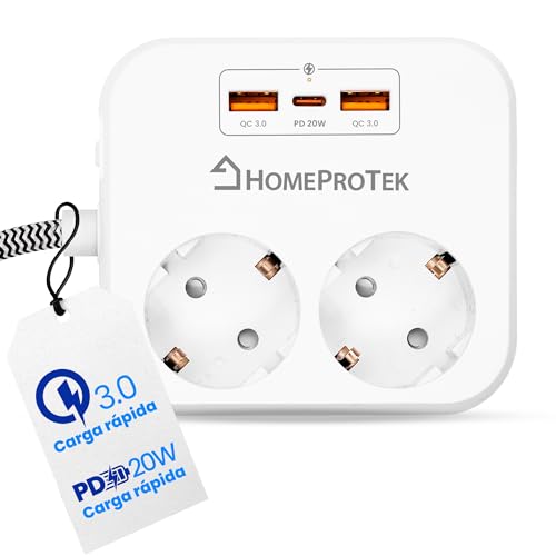 Extensão Elétrica HOMEPROTEK HPR-EXTENS-USB HOMEPROTEK - Fios e cabos elétricos - 5 enchufes, 2 USBs, usb-c, portátil