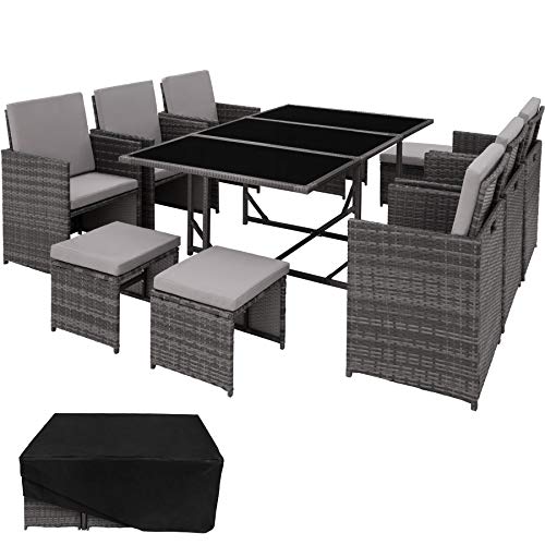 Conjunto de Jardim TECTAKE Málaga (Cinzento - Poliéster - 53x53x87 cm) TecTake - Móveis de exterior - conjunto, jardim, malaga, cinzento, poliéster