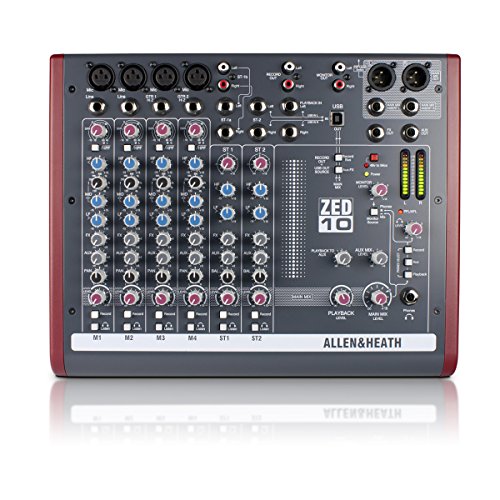 Mesa de mistura ALLEN & HEATH ZED-10 (Canais: 8) Allen & Heath - Mesas de áudio - 8 canais, fx, 4 faders, preto azul branco
