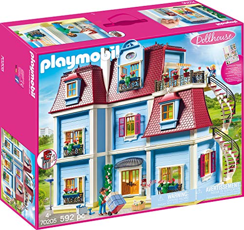 Playmobil Dollhouse 70205 Large Dollhouse (Peluches e Bonecas) PLAYMOBIL - Casa de bonecas - casa grande, pátio, escada, figuras, acessórios