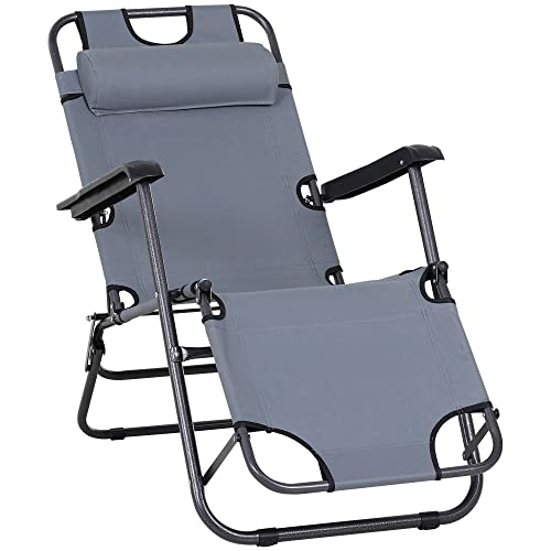 Espreguiçadeira Outsunny | Cinzento, Branco (Jardinagem) SPANISH AOSOM - Móveis de exterior - cinzento, branco