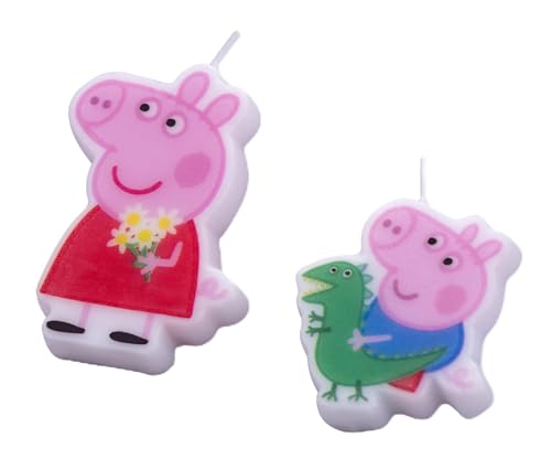 Candeeiros DR. OETKER Peppa Pig e George (Idade Mínima Recomendada: 3 anos) Zenker Backformen GmbH & Co. KG - Velas de aniversário - peppa pig, george, coração, suporte