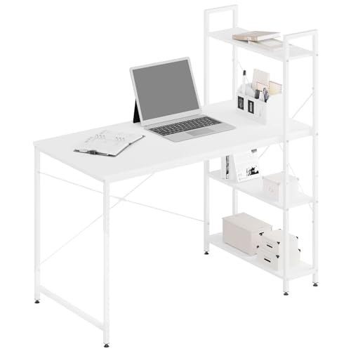 Secretária WOLTU Branco (120 x 64 x 120 cm) WOLTU - Mobiliário de escritório - 4 prateleiras, gavetas, madeira mdf, 120 x 64 x 120 cm