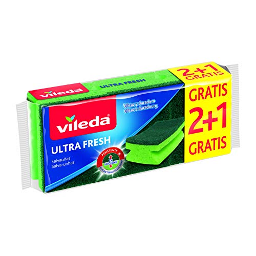 Vileda Ultra Fresh Verde 2+1 Unhas 162297 Vileda - Esponjas e esfregões - verde, resistente a máquina de lavar