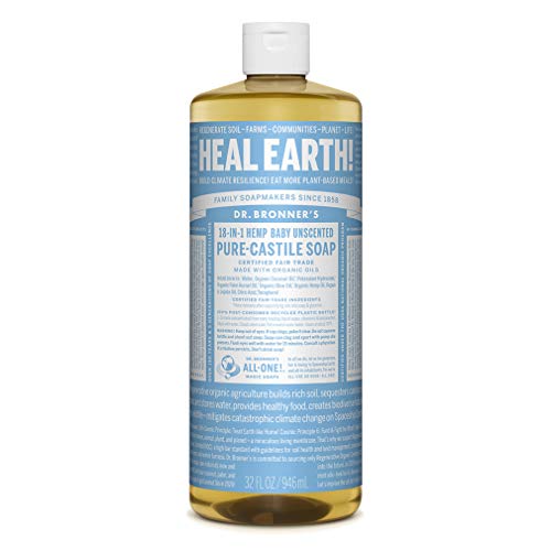 Dr. Bronner's Castilho Orgânico Desidratante Sem Sabor 1L Dr. Bronner's - Detergente e sabão para louça - castilho, orgânico, desidratante, sem sabor