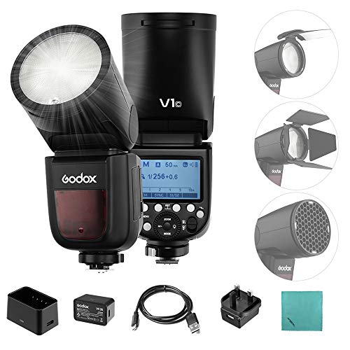 Flash GODOX V1C (NG: 60 - Controlo: TTL) GODOX - Peças e acessórios para câmeras - câmera a distância, canon, bateria ião-lítio