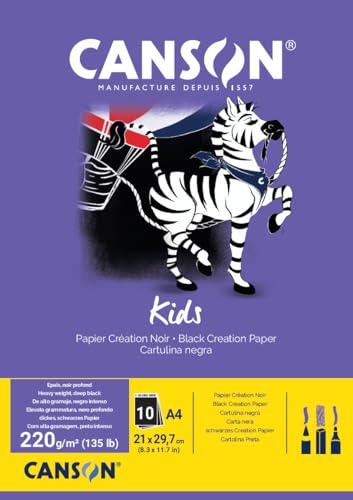 Papel para Desenho CANSON Kids Preto (A4 - 10 Folhas) Fila - Papel de arte e artesanato - a4, 10 folhas, preto, desenho