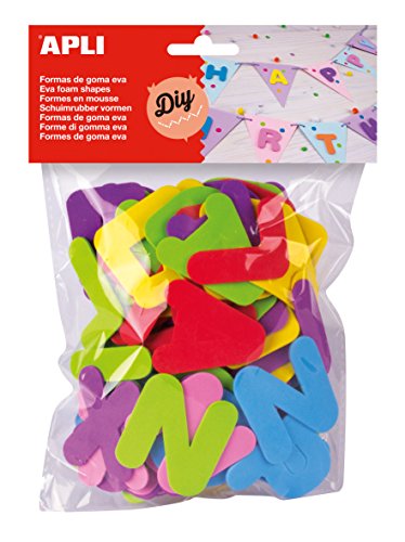Formas para Quadro Branco APLI Eva (104 peças) APLI - Formas e bases de artesanato - espuma, 104 peças, letras coloridas, números