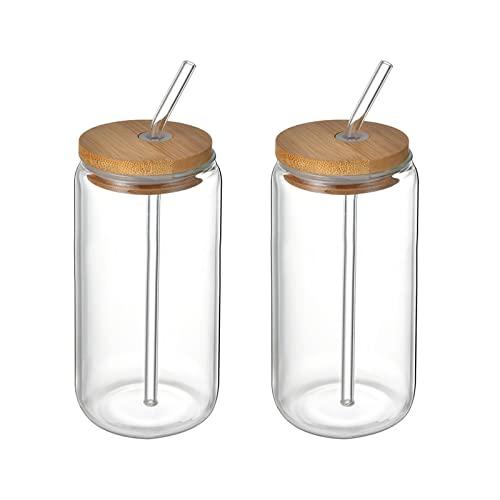 Copos com Tampa de Bambu e Caneca de Vidro SMLJFO SMLJFO - Copos de cerveja - bambu, caneca, vidro