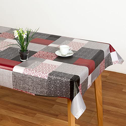 Toalha de Mesa HULEHULE TEX Mirka (Preto, Vermelho e Branco - 140 x 350 cm) HuleHuleTex - Toalhas de mesa - pvc, resistente ao calor, fácil de limpar, 140 x 350 cm