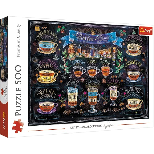 Puzzle TREFL Caffeine Lovers (10 anos - 500 unidades) Trefl - Quebra-cabeças de encaixar - madeira, 500 unidades, café, folheto