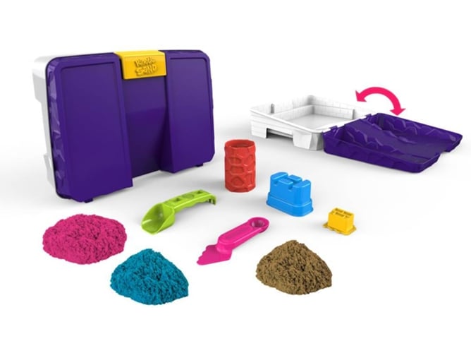 Areia mágica SPIN MASTER Kinetic Sand Folding Sandbox Kinetic Sand - Massa de modelar e putty - caixa rígida, tabuleiro de jogo, areia não seca, acessórios multiusos