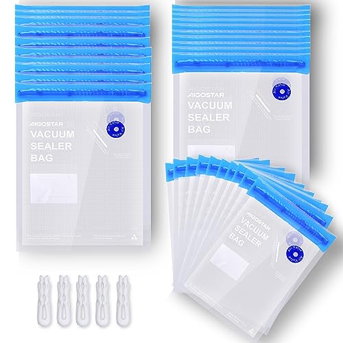 Sacos para Embalar a Vácuo AIGOSTAR 30 Bolsas (10 Un) Aigostar - Bolsas para seladoras a vácuo - 30 bolsas, sem BPA, reutilizáveis, congelador