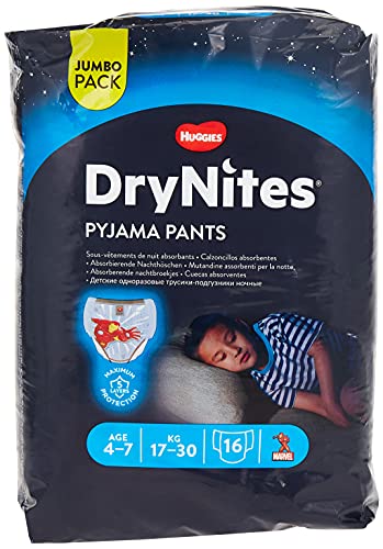 Fraldas Huggies Drynites Menino (Tam: 4 a 7 anos) KIMBERLY CLARK S.L.U - Fraldas - absorvente, tecido macio, forro algodão, 4 a 7 anos