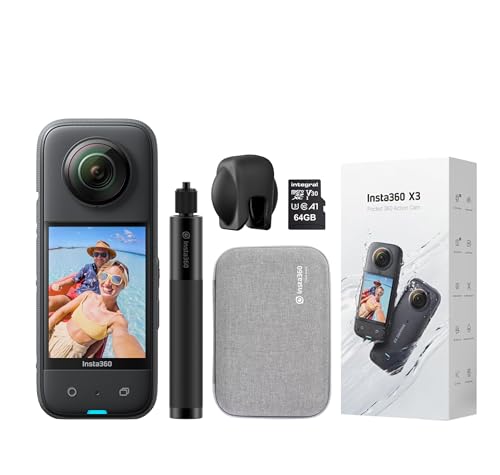 Action Cam INSTA360 X3 (4K - 12 MP - Até 60 min de autonomia) Insta360 - Peças e acessórios para câmeras - 4k, 12 mp, até 60 min, autonomia