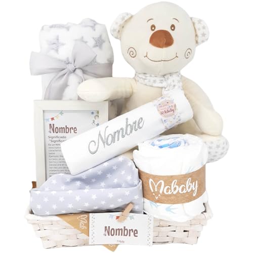Mala de Bebê HAPPY BEARS 100% Algodão Cinza Mababyshop - Conjuntos de presente para bebê - algodão, peluche, babá, nome do bebé, felpudo