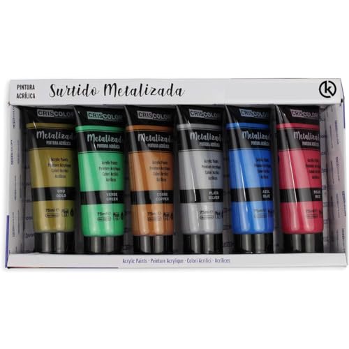 Tinta Acrylic KROWN Metalizado (75ml) - Vermelho KROWN - Tinta - tinta acrílica, metalizado, vermelho, secagem rápida
