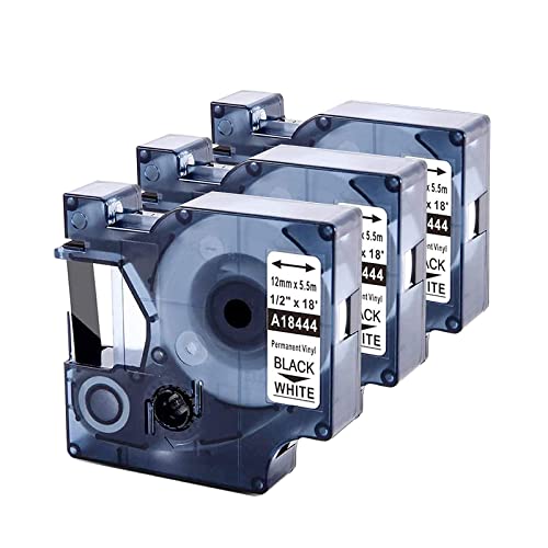 Fita para Etiquetadora DYMO 18444 Preto sobre Branco Upwinning(non-Dymo-OEM) - Fitas de etiquetas e recargas - preto sobre branco, vinil, rhino 8500, 8500+, 8500xl, 8500xl
