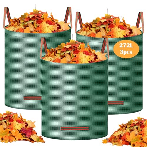 Caixa de Arrumação de Jardim Outsunny 3 x 272 L com Alça e Pés | Verde NVIYAM - Sacolas de lixo - 272 L, alça, pés, verde