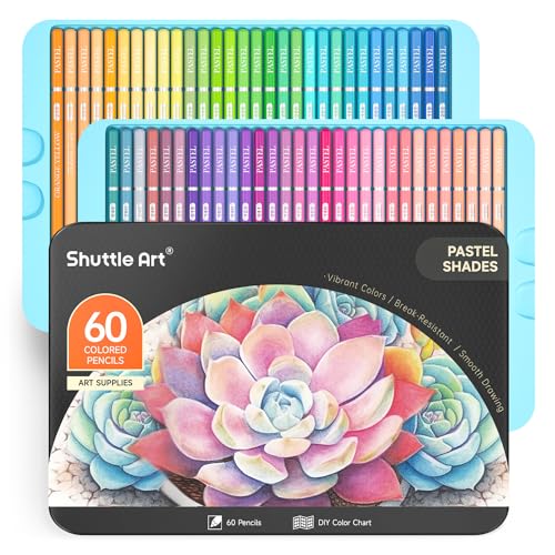 Lápis Pastel SHUTTLE ART (60 Un - 4.5 x 16 cm) Shuttle Art - Kits de desenho e pintura - pastel, macios, ponta suave, desenvolver talento artístico