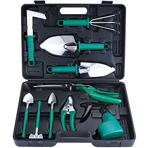 Conjunto de Ferramentas de Jardinagem EROOSY eROOSY - Conjuntos de ferramentas manuais - 9 peças, aço inoxidável, pá, rato, foice