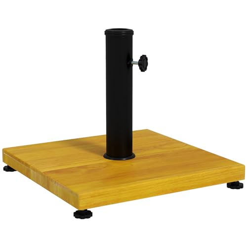 Base de Guarda-Sol Quadrada Outsunny | 45 x 45 x 33.5 cm - Madeira Natural Outsunny - Móveis de exterior - base, guarda-sol, quadrada, out sunny, madeira natural