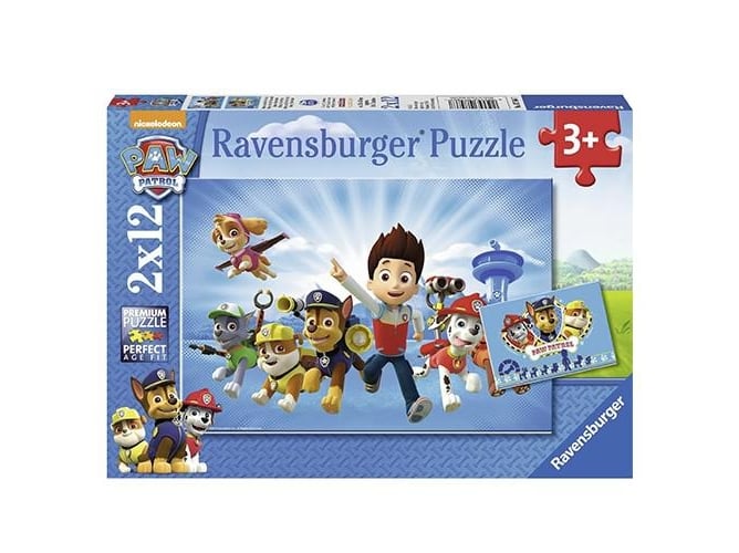 Puzzle RAVENSBURGER 2 Puzzles Patrulha Canina (Idade Mínima Recomendada: 3 anos) Ravensburger - Quebra-cabeças de encaixar - puzzle, madeira, patrulha canina, 12 peças, idade mínima: 3