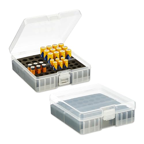 Organizador de Pilhas RELAXDAYS (Preto - Plástico) Relaxdays - Recipientes de armazenamento doméstico - organizador, pilhas, preto, plástico