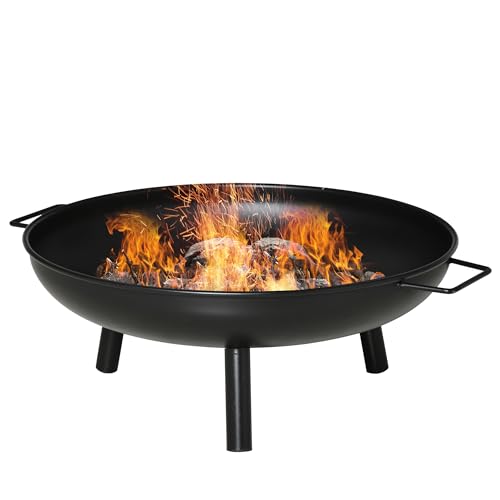Braseiro a Carvão Outsunny | Ø58 x 23 cm - Preto SPANISH AOSOM - Lareiras - portátil, metal, altas temperaturas, segurança