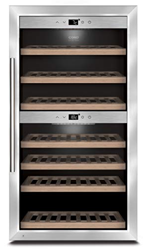 Cave de Vinho CASO WineMaster 66 | Aço inoxidável Caso - Frigoríficos de vinho - inox, 66 garrafas, 7 prateleiras, 2 zonas