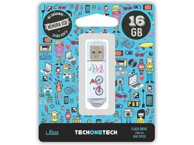 Pen USB 16GB 2.0 BE BIKE (Livro + Audiolivro - Espanhol) TECHONE - Pen drives usb - 16 gb, usb 2.0, Type-A, plug & play