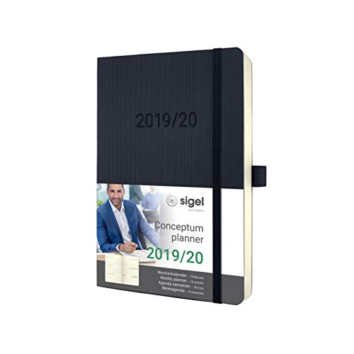 Agenda Semanal 18 Meses 2019-2020 SIGEL Conceptum Preto Sigel - Calendários, organizadores e planejadores - agenda semanal, 18 meses, 2019-2020, sigel conceptum, preto