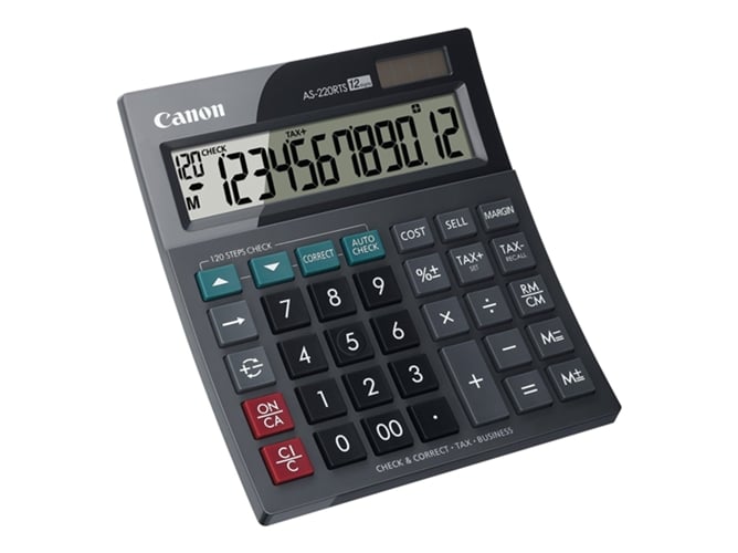Calculadora de Mesa CANON AS-220RTS Preto Canon - Calculadoras - bateria, solar, 12 dígitos, 150g